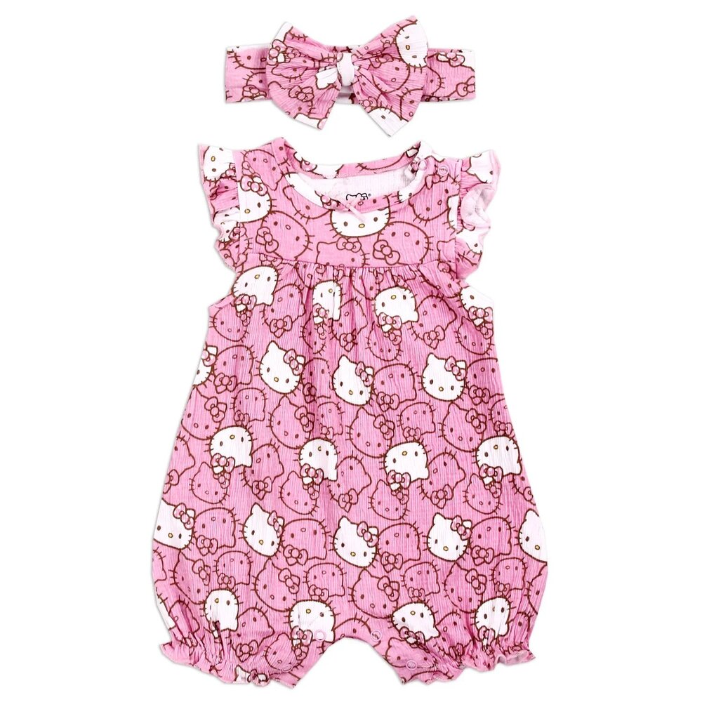 Hello Kitty Baby Bodysuit Matching Headband, Pink NWT Sanrio